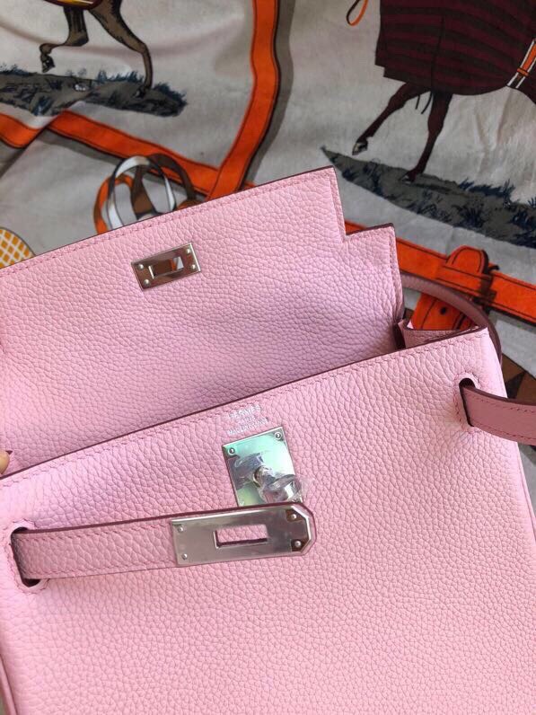 Hermes Kelly Ado Backpack In Pink Clemence Leather